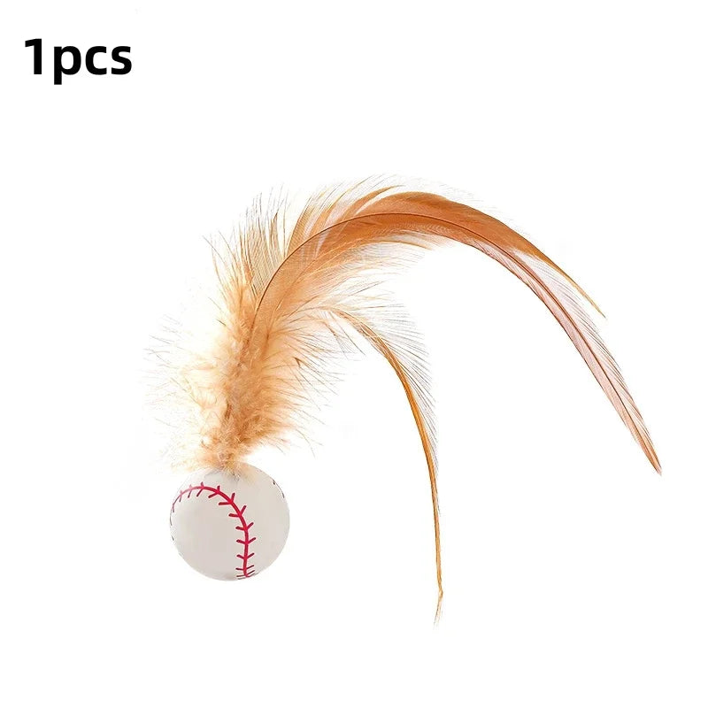 Cat Interactive Ball Toys Interactive Bouncy Ball with Feathers Cat Toys for Indoor Cats and Kittens