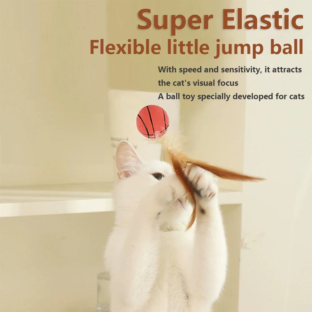 Cat Interactive Ball Toys Interactive Bouncy Ball with Feathers Cat Toys for Indoor Cats and Kittens