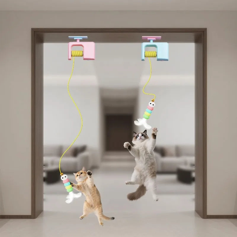 Interactive cat toys for indoor cats hanging automatic caterpillar and flying bird suitable for self-playing pet chasing toys