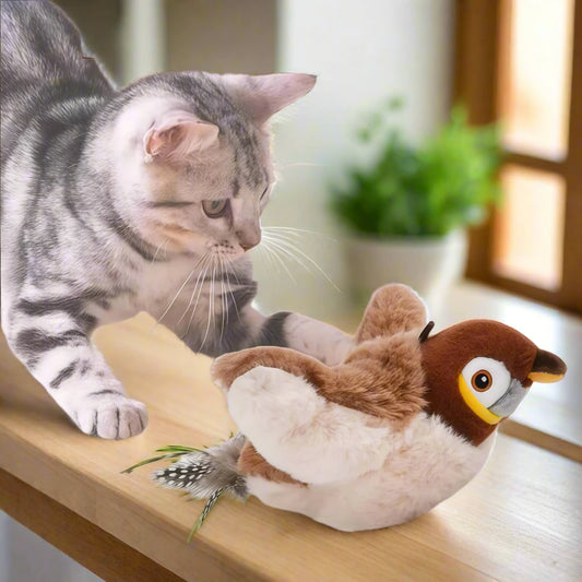 Electric Bird with Cat Teaser Pole