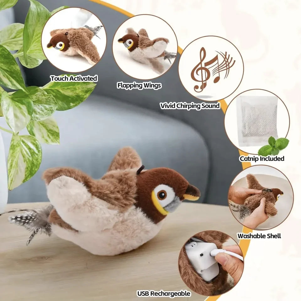 Electric Bird with Cat Teaser Pole