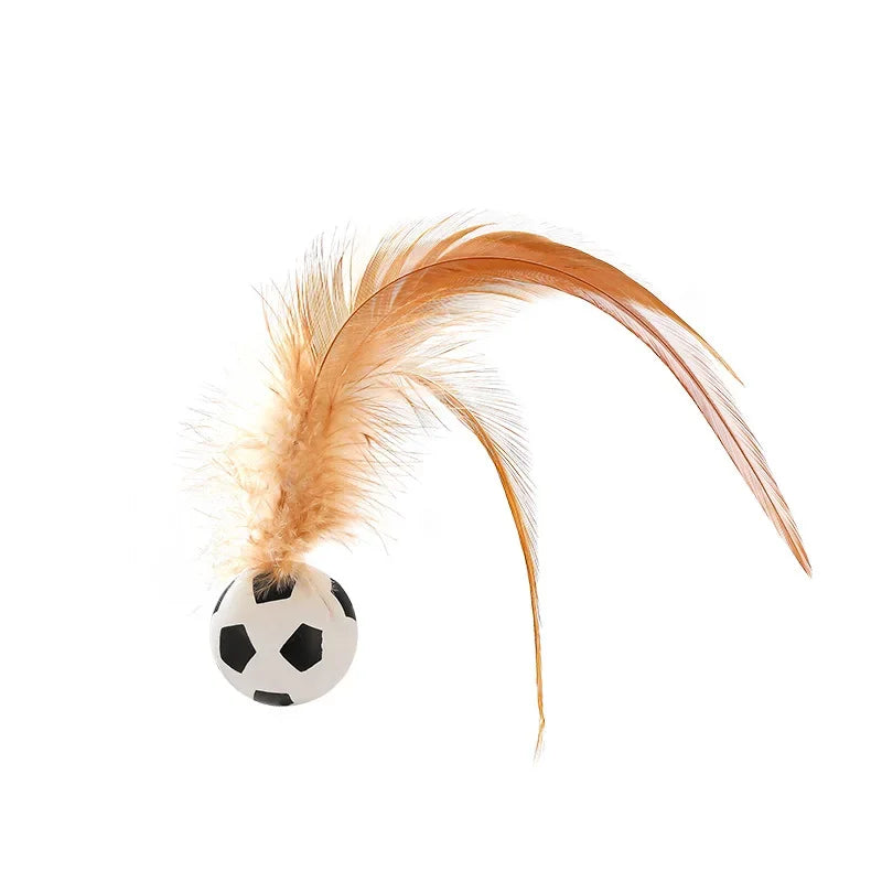 Cat Interactive Ball Toys Interactive Bouncy Ball with Feathers Cat Toys for Indoor Cats and Kittens