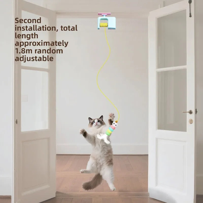 Interactive cat toys for indoor cats hanging automatic caterpillar and flying bird suitable for self-playing pet chasing toys