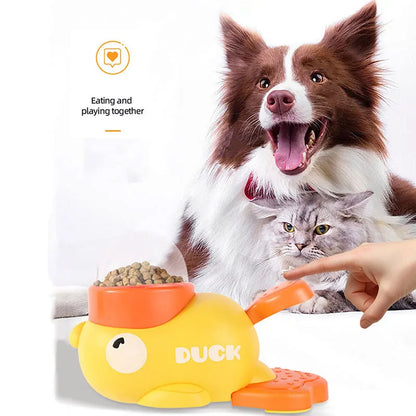 Yellow Duck-Shaped Interactive Treat Dispenser