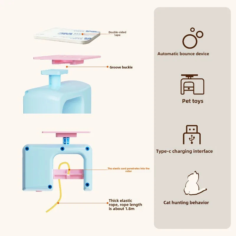 Interactive cat toys for indoor cats hanging automatic caterpillar and flying bird suitable for self-playing pet chasing toys