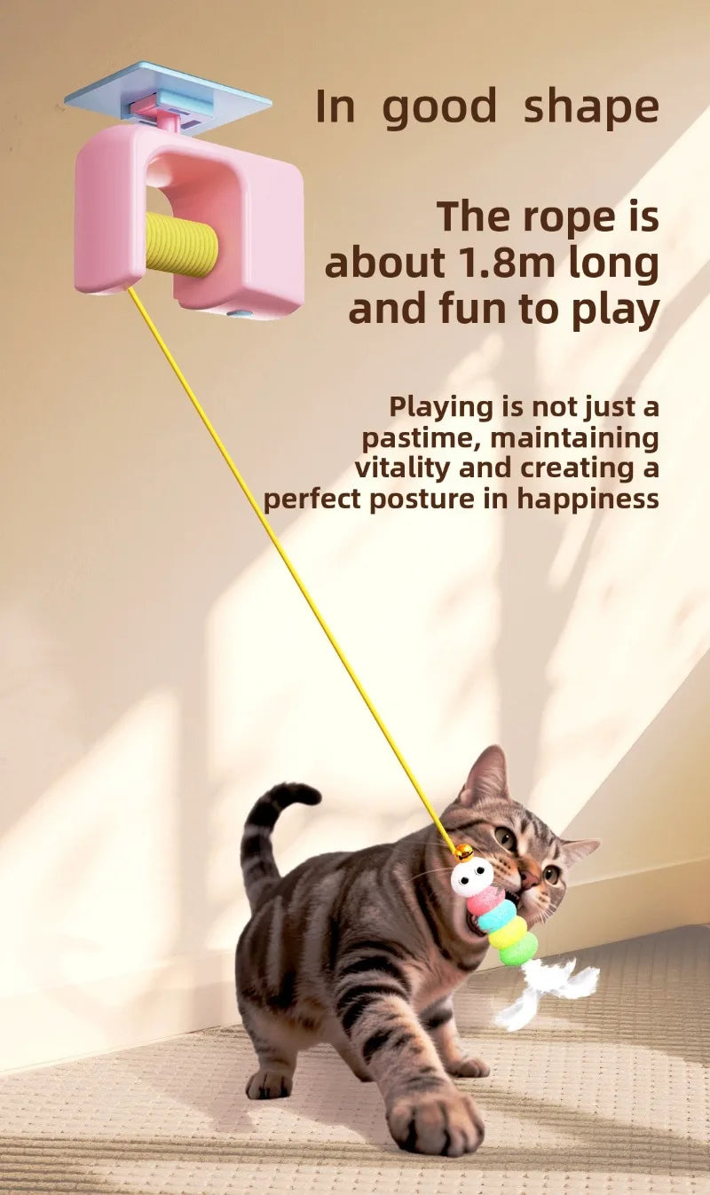 Interactive cat toys for indoor cats hanging automatic caterpillar and flying bird suitable for self-playing pet chasing toys