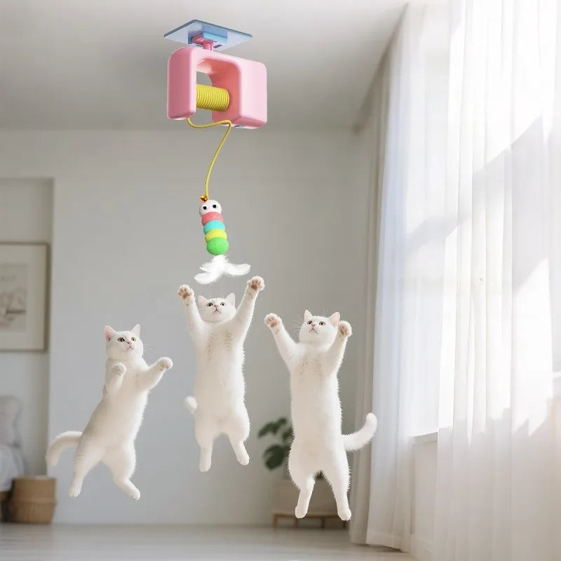 Interactive cat toys for indoor cats hanging automatic caterpillar and flying bird suitable for self-playing pet chasing toys