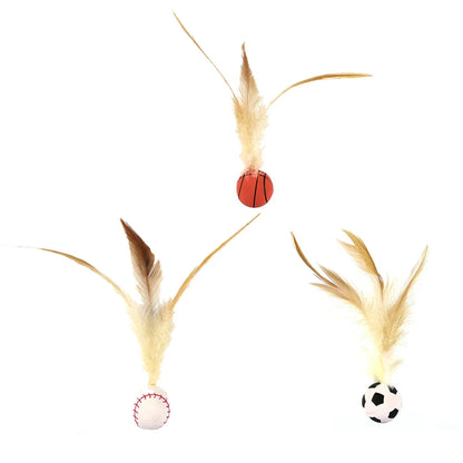 Cat Interactive Ball Toys Interactive Bouncy Ball with Feathers Cat Toys for Indoor Cats and Kittens