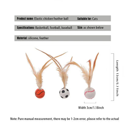 Cat Interactive Ball Toys Interactive Bouncy Ball with Feathers Cat Toys for Indoor Cats and Kittens