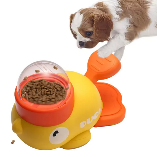 Yellow Duck-Shaped Interactive Treat Dispenser
